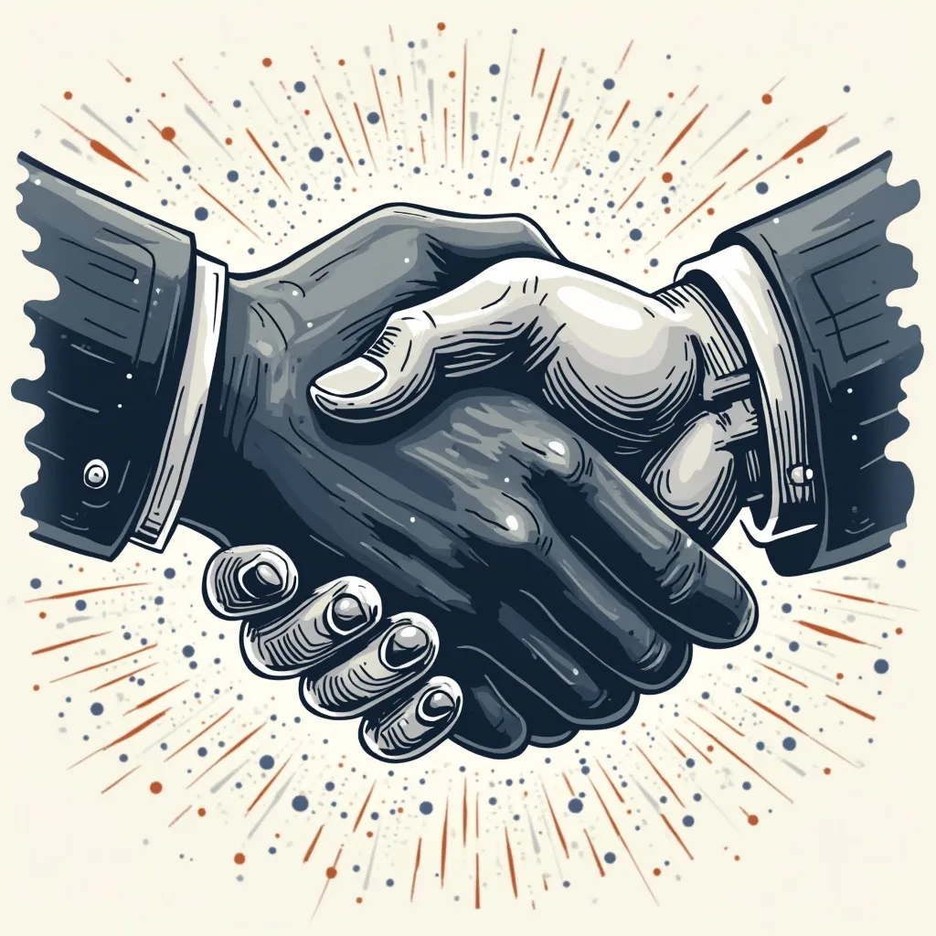 Icono de colaboración y apretón de manos